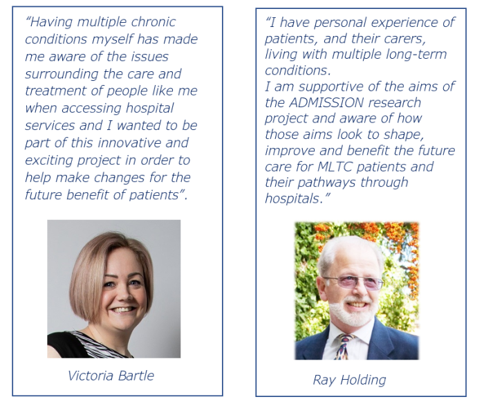 Headshot photos and quotes from the two PPIE Co-applicants Victoria Bartle and Ray Holding